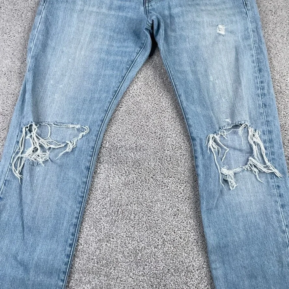 J Crew Mens Jeans 30x32 Blue 484 Slim Fit Kaihara Japanese Denim Ripped Distress